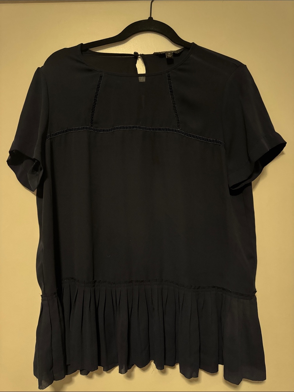 Banana Republic Navy Short-Sleeve Peplum Blouse